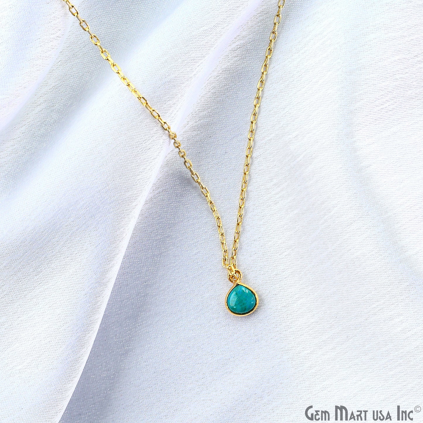 Chrysocolla Heart 6mm Gold Plated Single Bail Bezel Gemstone Connector