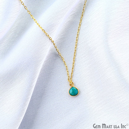 Chrysocolla Heart 6mm Gold Plated Single Bail Bezel Gemstone Connector