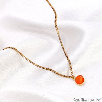 Round 7mm Brilliant Cut Gold Plated Bezel Single Bail Gemstone Connector