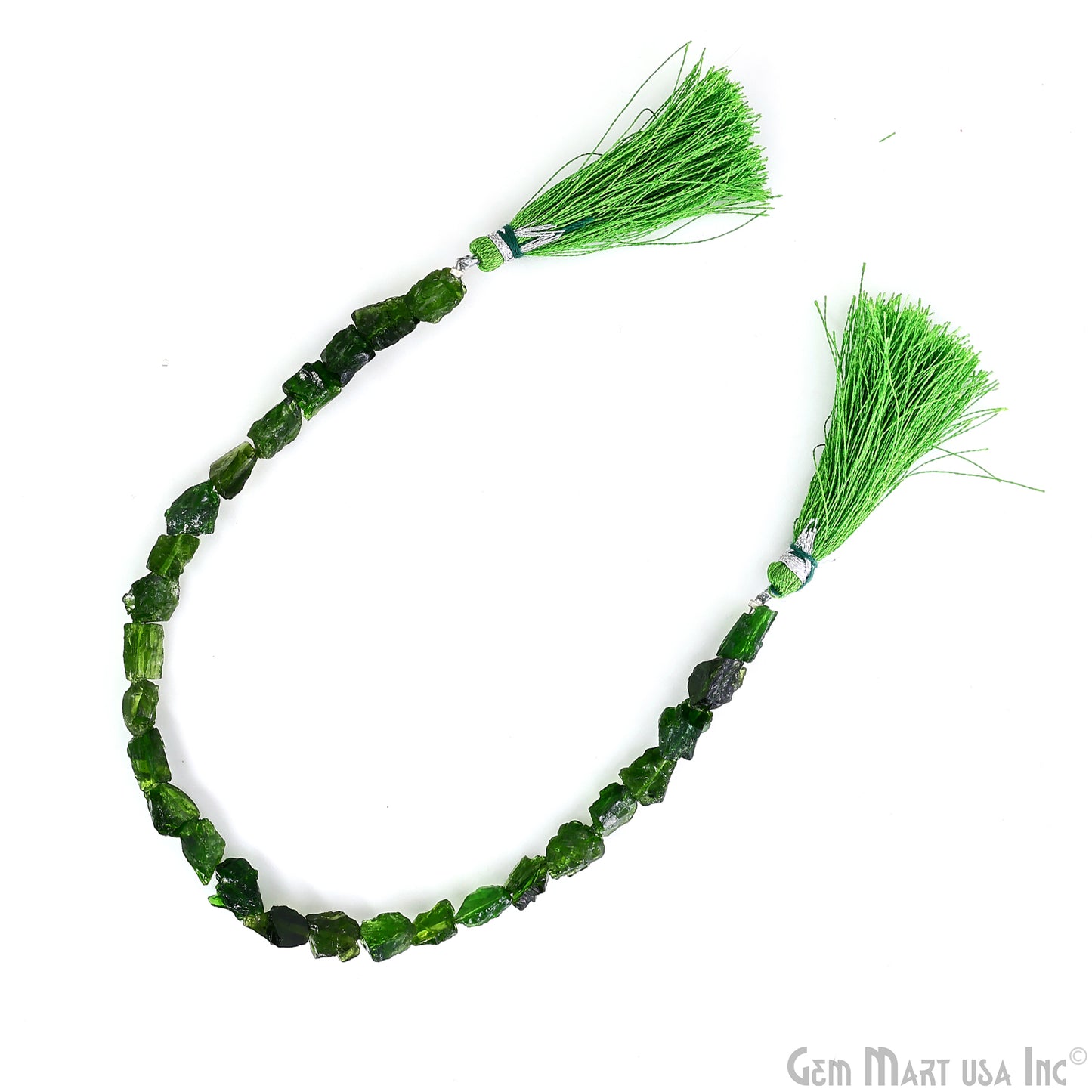 Chrome Diopside Rough Beads, 9 Inch Gemstone Strands, Drilled Strung Briolette Beads, Free Form, 7x5mm