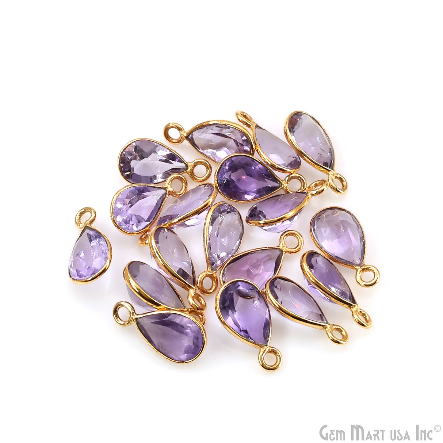 Pears 6x9mm Brilliant Cut Gold Plated Bezel Single Bail Gemstone Connector