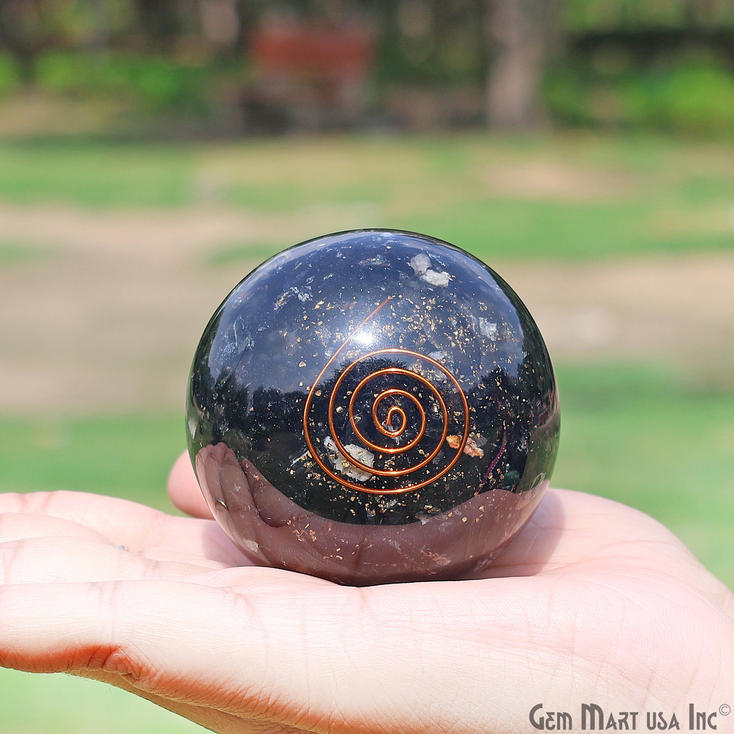 Black Tourmaline Healing Gemstone Sphere 2" - Reiki Meditation Ball, Chakra Balancing, Orgone Energy, Spiritual Healing, Home Decor