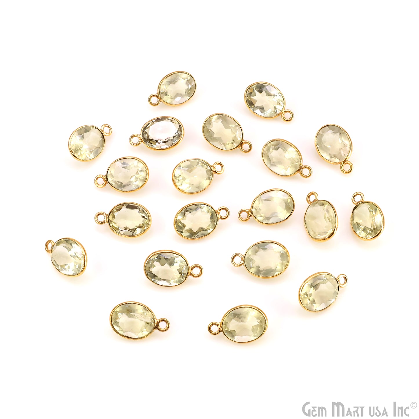 Oval 8x10mm Brilliant Cut Gold Plated Bezel Single Bail Connector