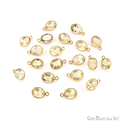 Oval 8x10mm Brilliant Cut Gold Plated Bezel Single Bail Connector