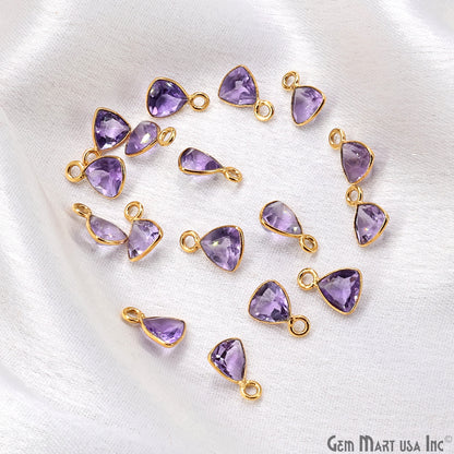 Amethyst Trillion 6mm Brilliant Cut Gold Plated Bezel Single Bail Gemstone Connector