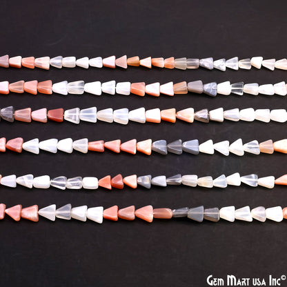 Multi Moonstone Smooth Triangle Drilled Beads 4-7mm Waist Beads, Rondelle Bead Strand 14 Inch