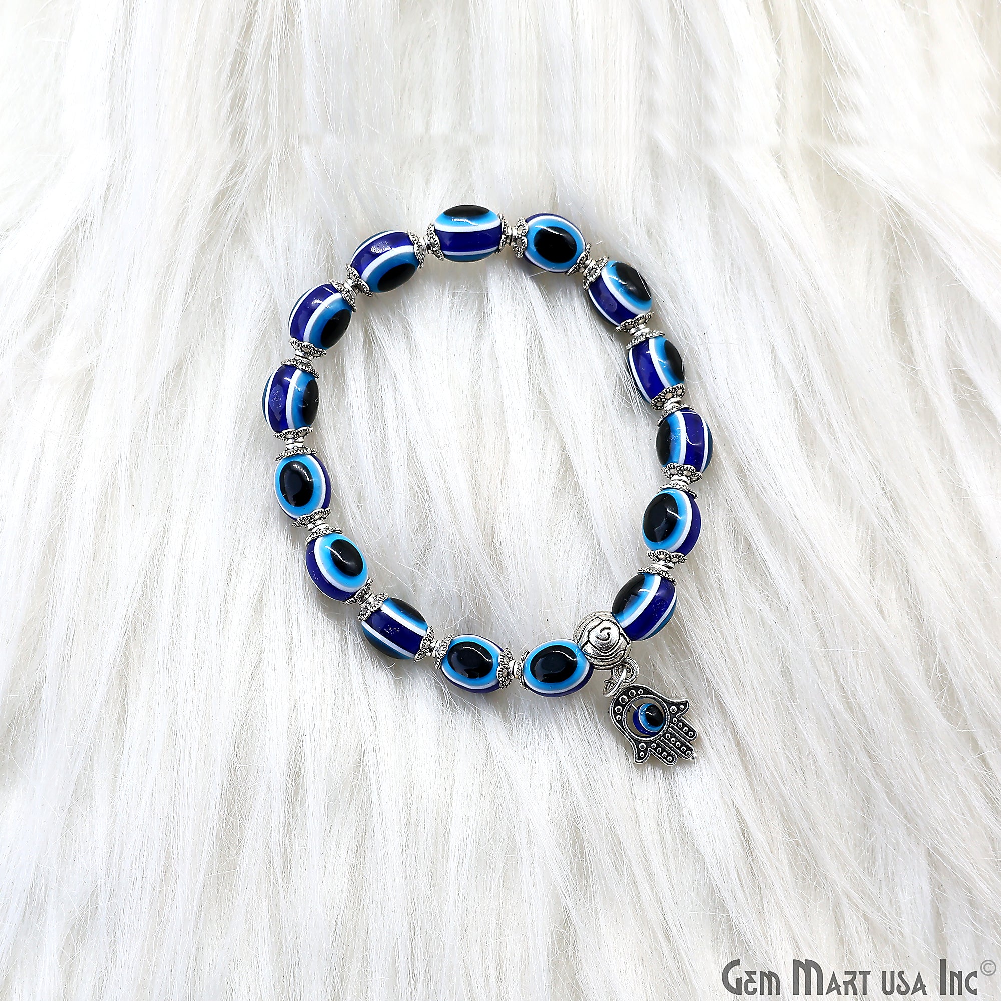 Blue Evil Eye Adjustable Hamsa Charm Bracelet – GemMartUSA