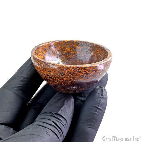 Natural Calligraphy Mini Carved Gemstone Bowl Cup 2 inch