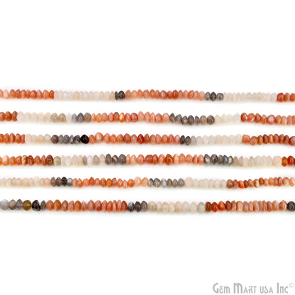 Multi Moonstone Smooth Round Drilled Beads 4-6mm Waist Beads, Rondelle Bead Strand 13 Inch