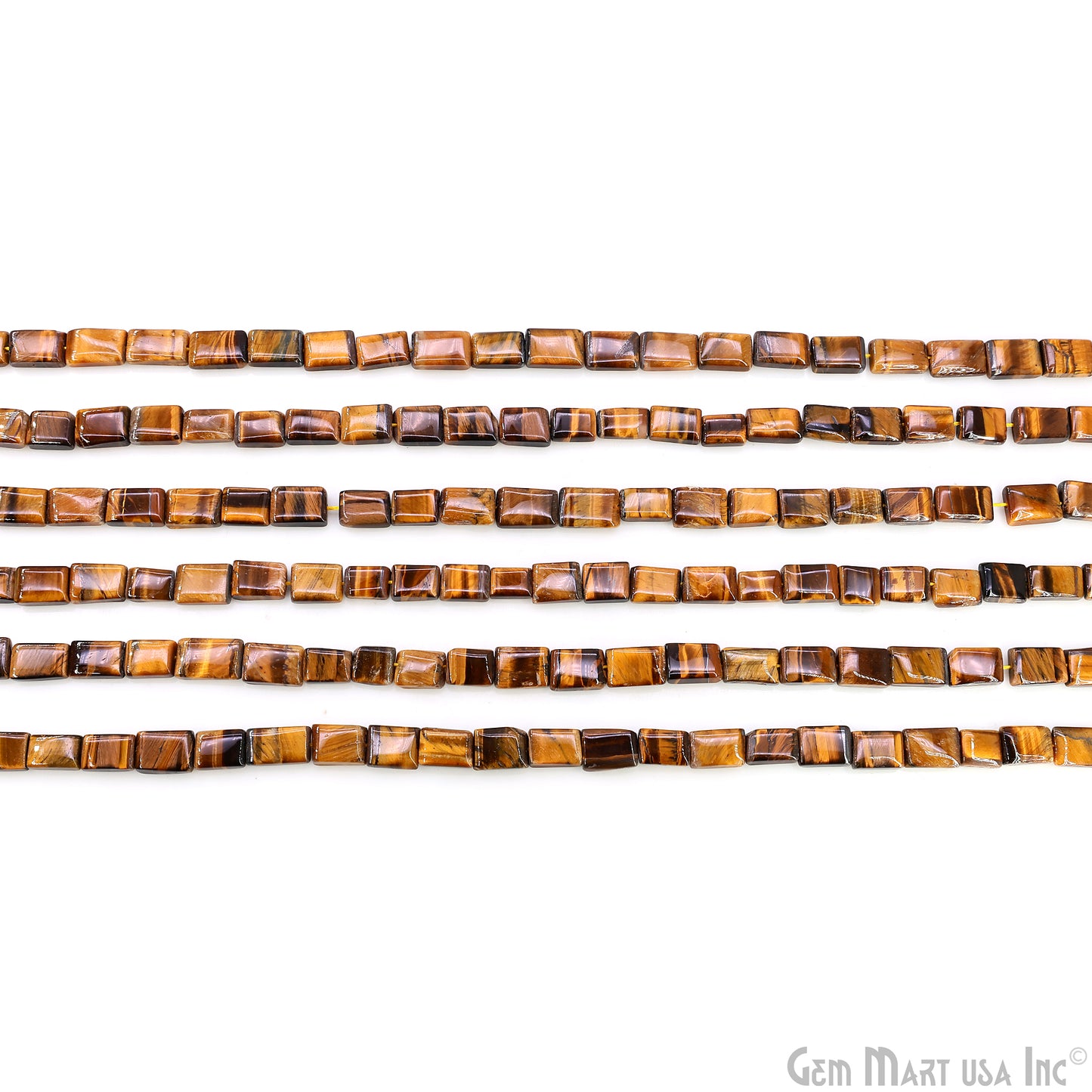 Tiger Eye Smooth Square Drilled Beads 7-10X6-7mm Waist Beads, Rondelle Bead Strand 13 Inch