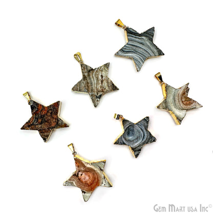 Mix Color Star Shape Sand Druzy Gold Electroplated Pendant 32mm