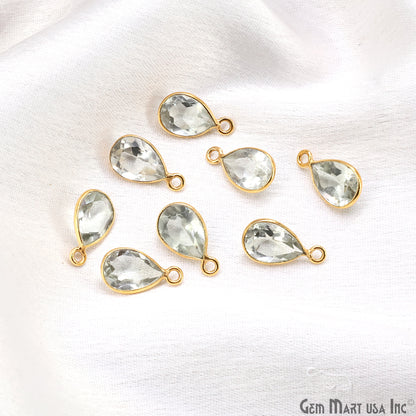 Pears 7x10mm Brilliant Cut Gold Plated Bezel Single Bail Connector