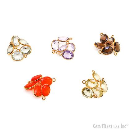 Oval 8x10mm Brilliant Cut Gold Plated Bezel Single Bail Connector