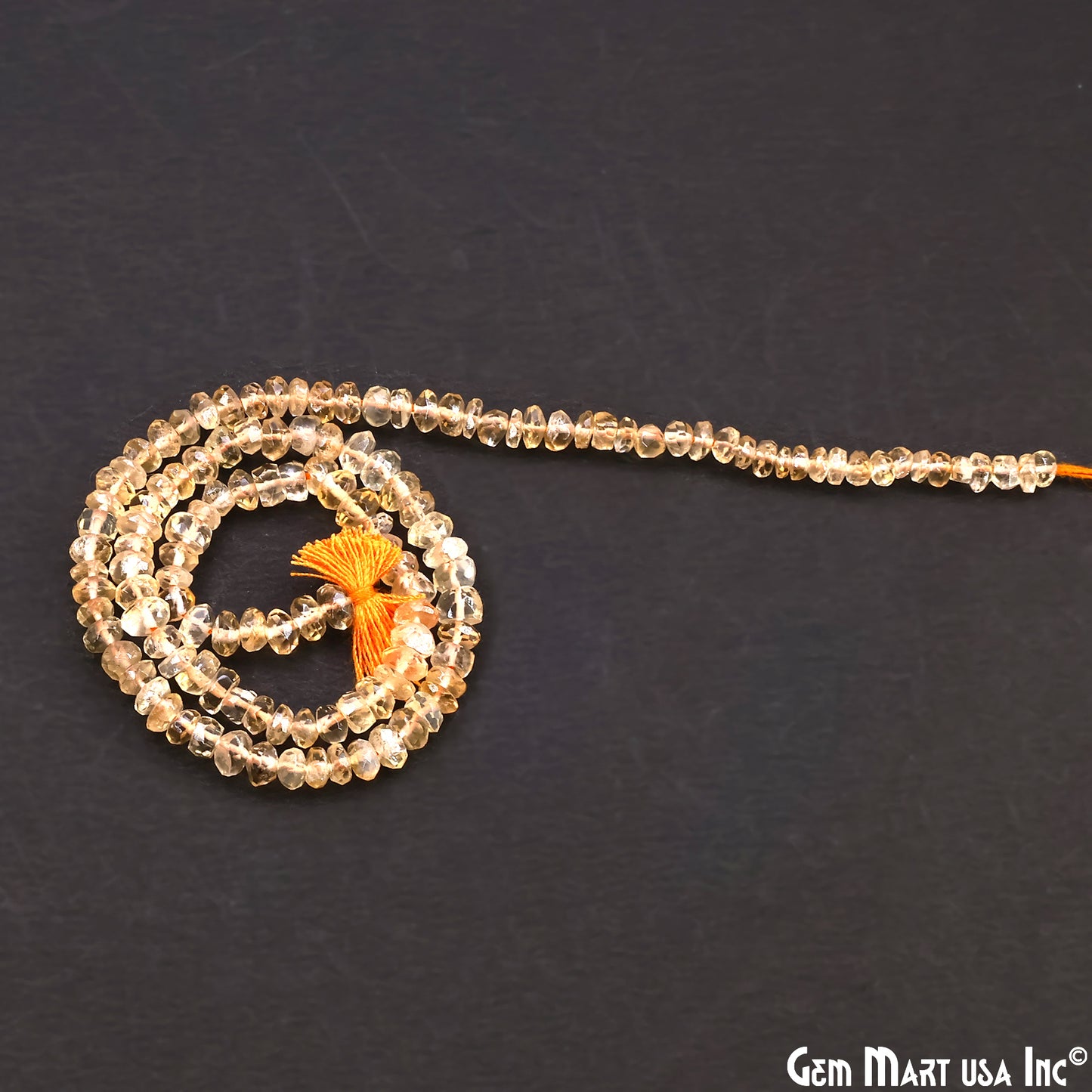 Lemon Topaz Faceted Round Drilled Beads 3-4mm Waist Beads, Rondelle Bead Strand 14 Inch