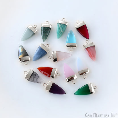 Gemstone Triangle 24x10mm Silver Electroplated Single Bail Connector