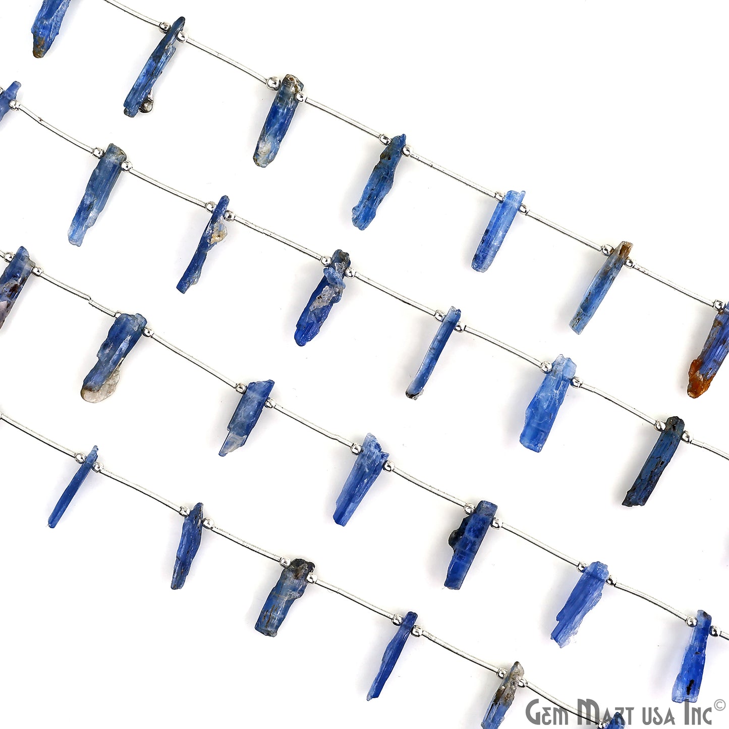 Kyanite Rough Beads, 9.5 Inch Gemstone Strands, Drilled Strung Briolette Beads, Free Form, 12x20mm