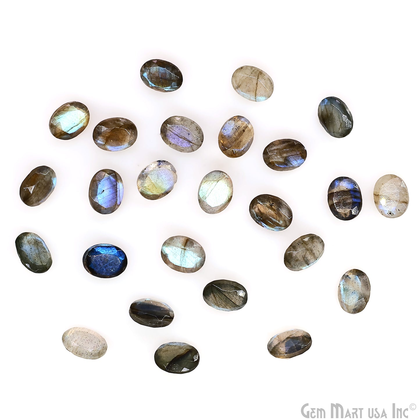 Labradorite Wholesale Gemstones, 100% Natural Semi-Precious Gems, Blue Flash Faceted Loose Gems, 7x9mm, Oval, 4PC Lot