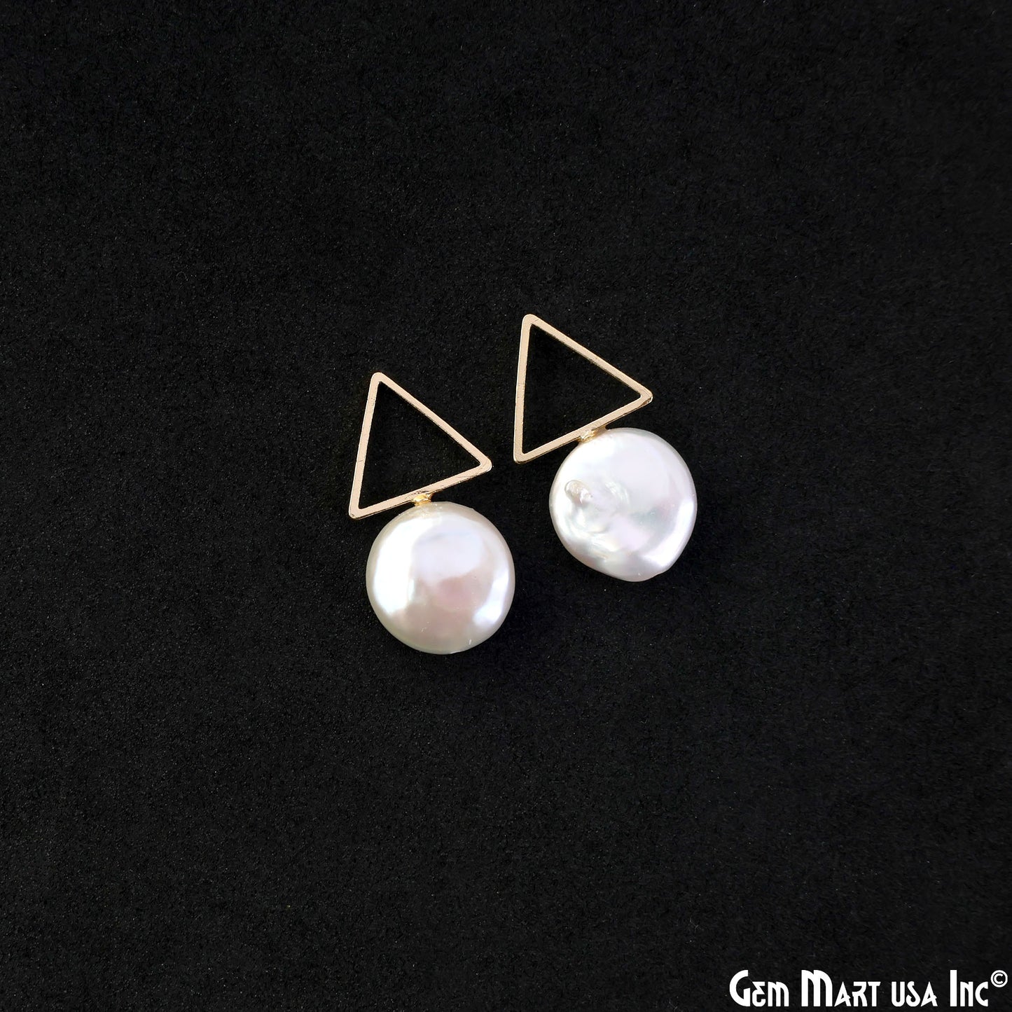 DIY Freshwater Baroque Pearl Charm Gold Triangle Loop 28x15mm 1pair