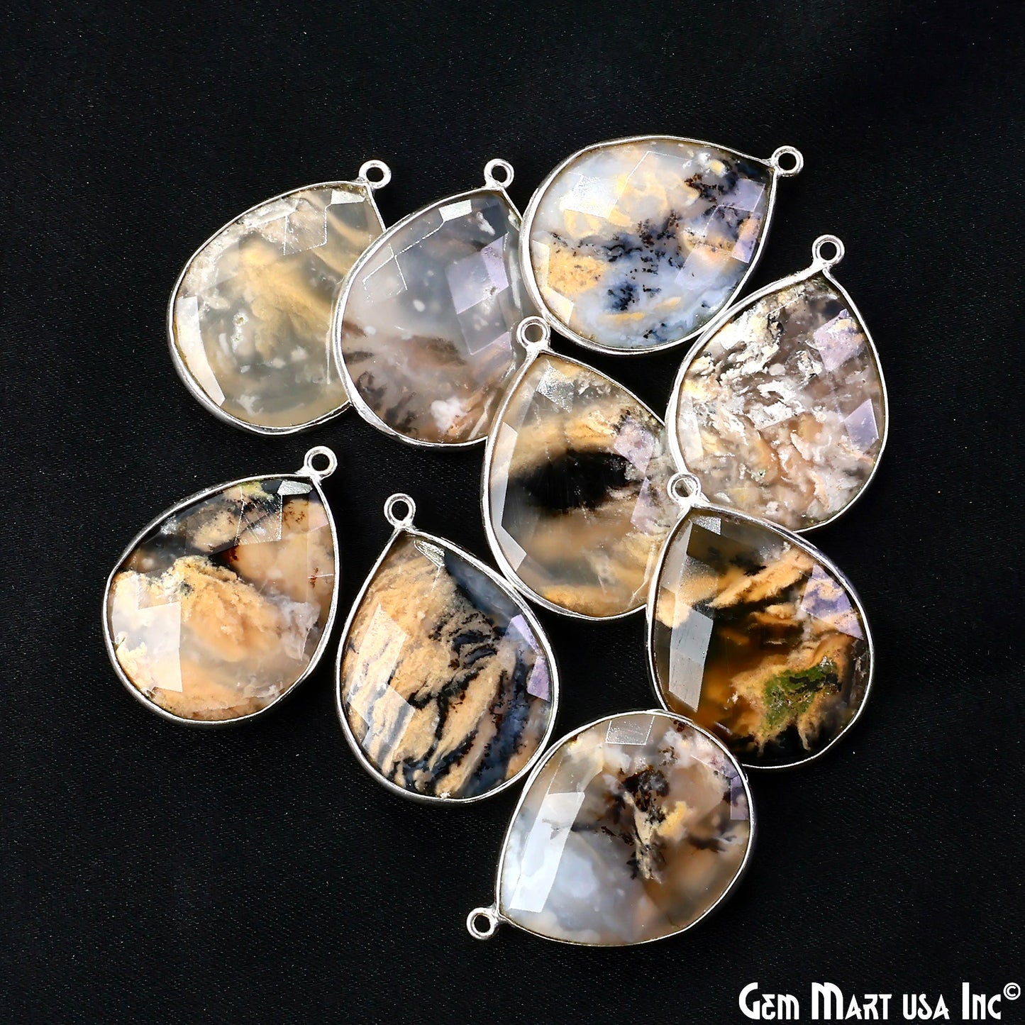 Pears 25x20mm Single Bail Silver Plated Gemstone Bezel Connector