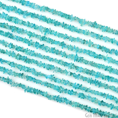 Apatite Chip Beads, 34 Inch, Natural Chip Strands, Drilled Strung Nugget Beads, 3-7mm, Polished, GemMartUSA (CHAP-70001)