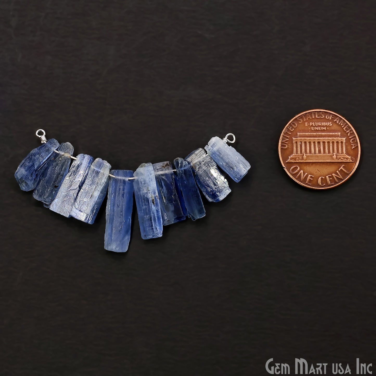 Uncut Gemstone Beads Bar Silver Plated Wire Wrapped Pendant 27x13mm