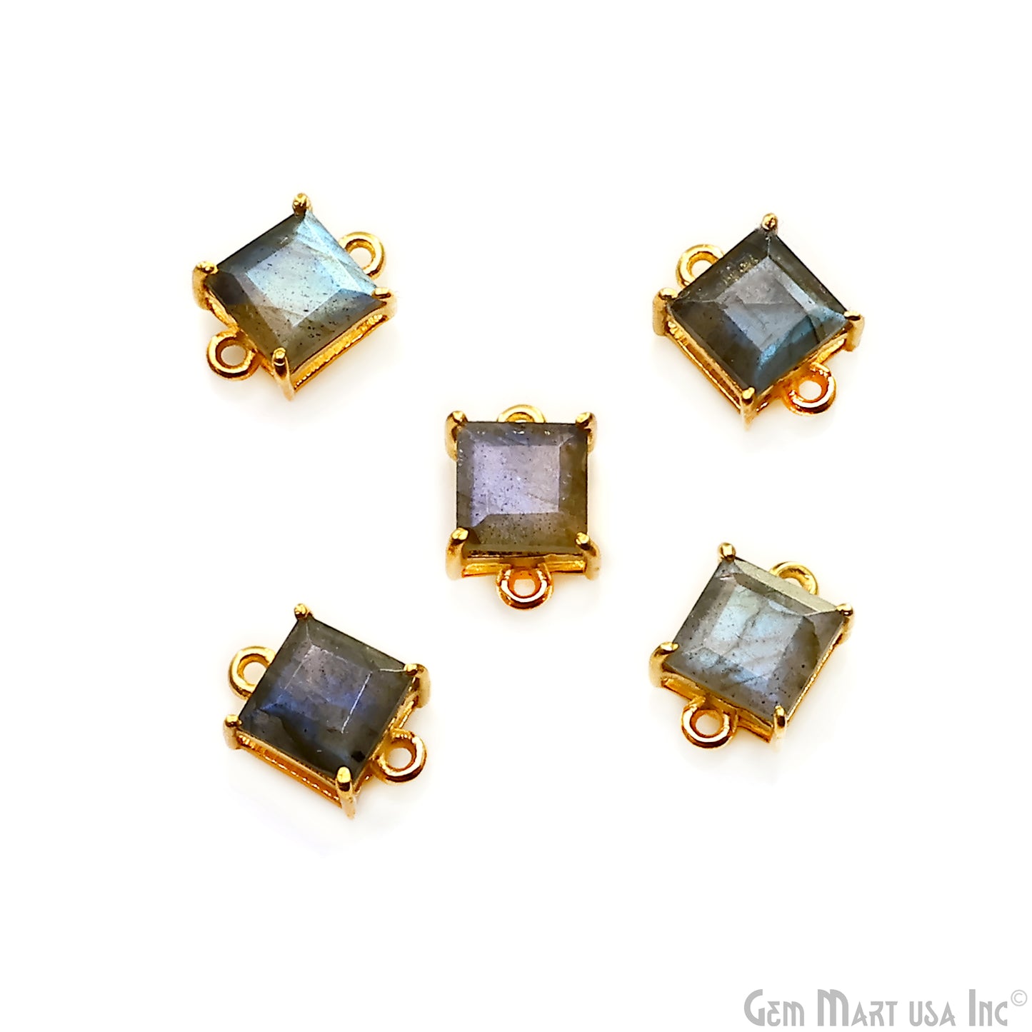 Labradorite Prong Setting Gold Plated Flashy Gemstone Connector