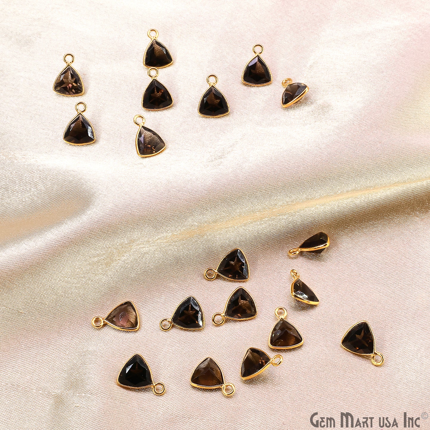 Trillion 8mm Brilliant Cut Gold Plated Bezel Single Bail Gemstone Connector