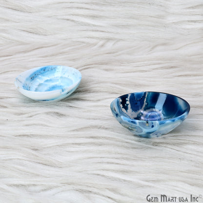 Natural Blue Onyx Mini Carved Gemstone Bowl Cup 2 inch