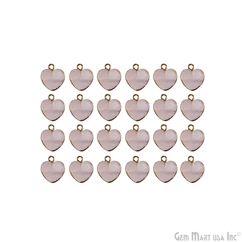 Heart Shape 13x12mm Gold Electroplated Single Bail Gemstone Connector Pendant