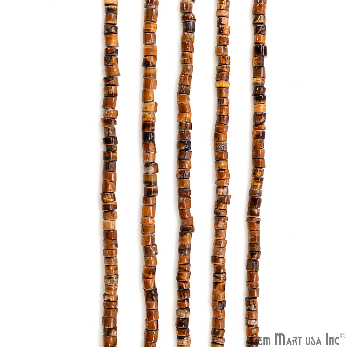 Tiger Eye Smooth Tyre Drilled Beads 5-6mm Waist Beads, Rondelle Bead Strand 14 Inch