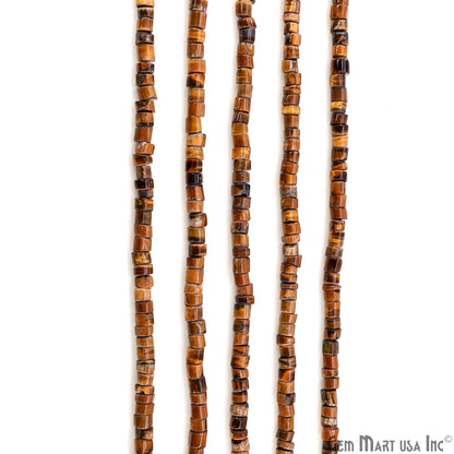 Tiger Eye Smooth Tyre Drilled Beads 5-6mm Waist Beads, Rondelle Bead Strand 14 Inch
