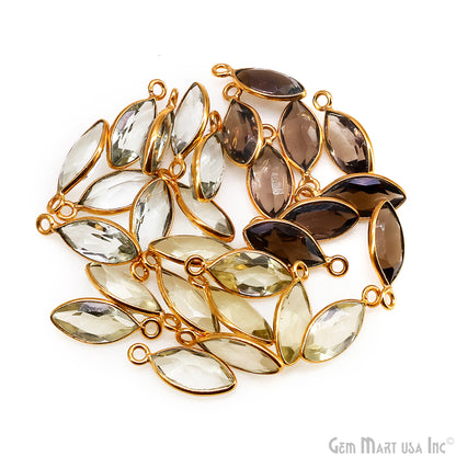 Marquise 6x12mm Brilliant Cut Gold Plated Bezel Single Bail Connector