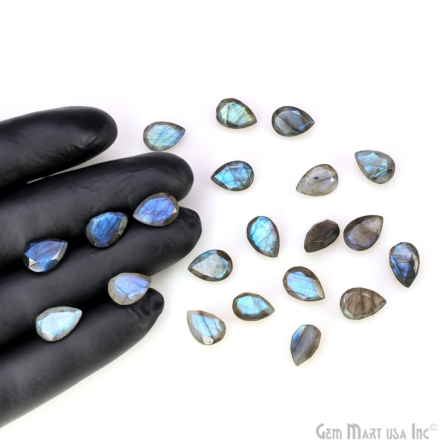 Labradorite Wholesale Gemstones, 100% Natural Semi-Precious Gems, Blue Flash Faceted Loose Gems, 9x13mm, Pears, 4PC Lot