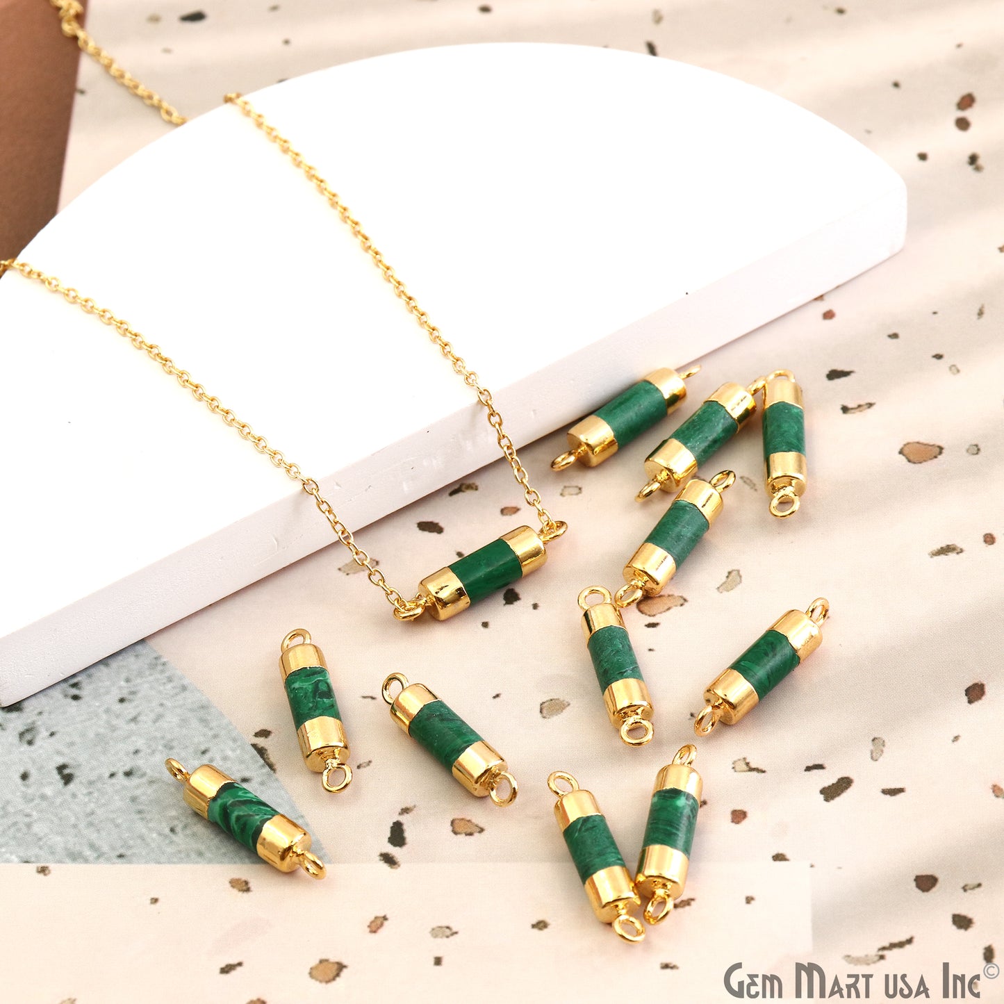 Double Point Gold Electroplated Gemstone Pendant Connector