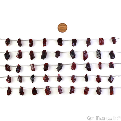 Garnet Rough Beads, 9.5 Inch Gemstone Strands, Drilled Strung Briolette Beads, Free Form, 12x20mm