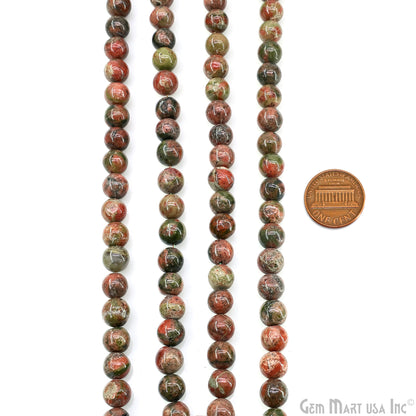 Unakite Smooth Round Drilled Beads 5-7mm Waist Beads, Rondelle Bead Strand 13 Inch