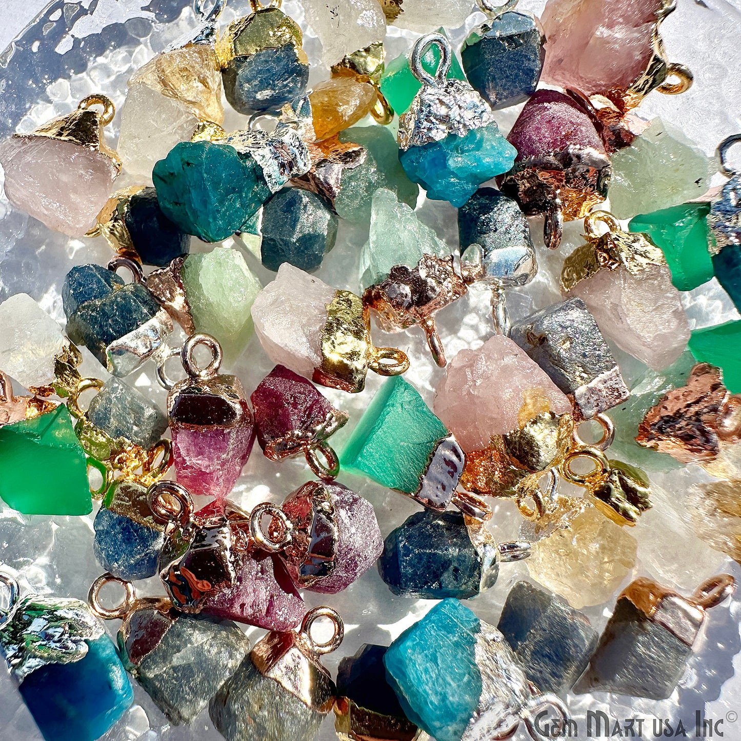 Rough Gemstone Craft Pack, Single Bail Necklace Pendants, Raw Free Form Natural Gemstone, DIY Jewelry Starter Kit, 20 pcs