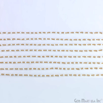 Pearl Cabochon Beads 4mm Gold Wire Wrapped Rosary Chain