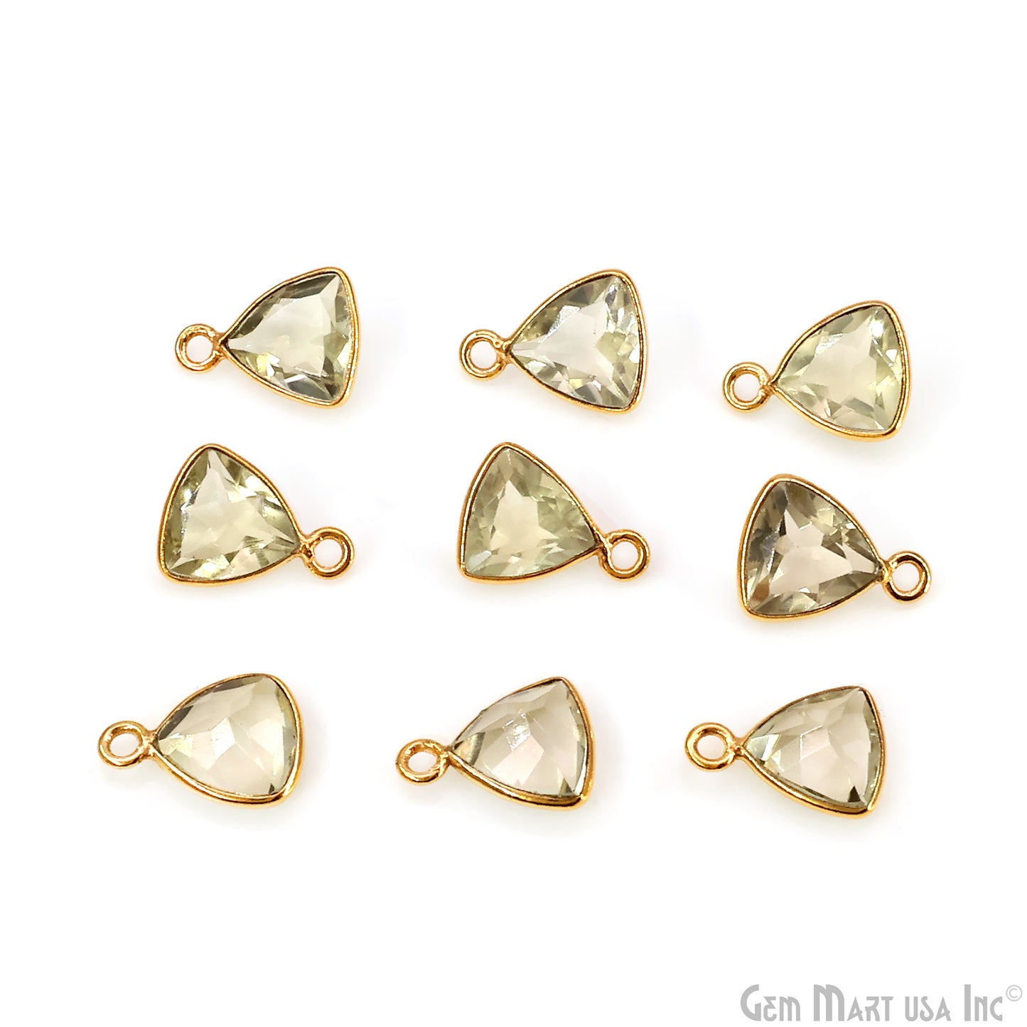 Trillion 8mm Brilliant Cut Gold Plated Bezel Single Bail Gemstone Connector