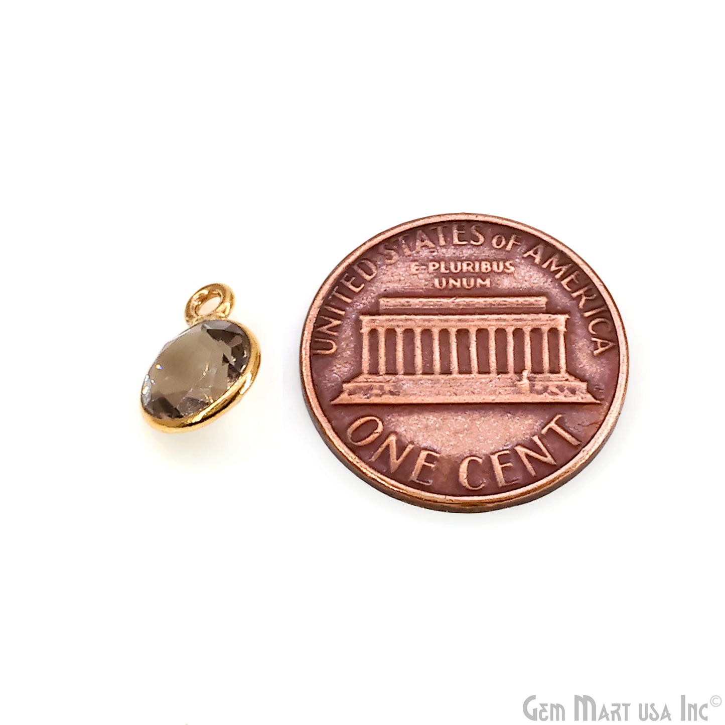 Round 7mm Brilliant Cut Gold Plated Bezel Single Bail Gemstone Connector