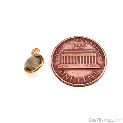 Round 7mm Brilliant Cut Gold Plated Bezel Single Bail Gemstone Connector