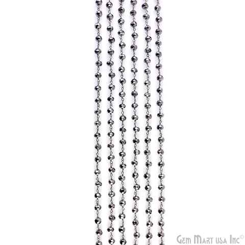 Pyrite Faceted 5-6mm Oxidized Wire Wrapped Beads Rosary Chain