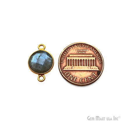 Round 10mm Double Bail Gold Plated Gemstone Bezel Connector