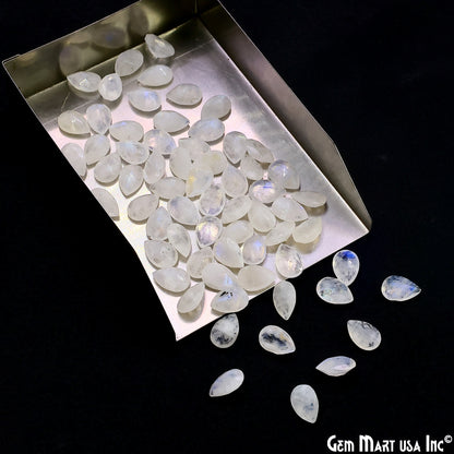 Rainbow Moonstone Wholesale Gemstones, 100% Natural Semi-Precious Gems, Rainbow Cabochons Loose Gems, 6x9mm, Pears, 10PC