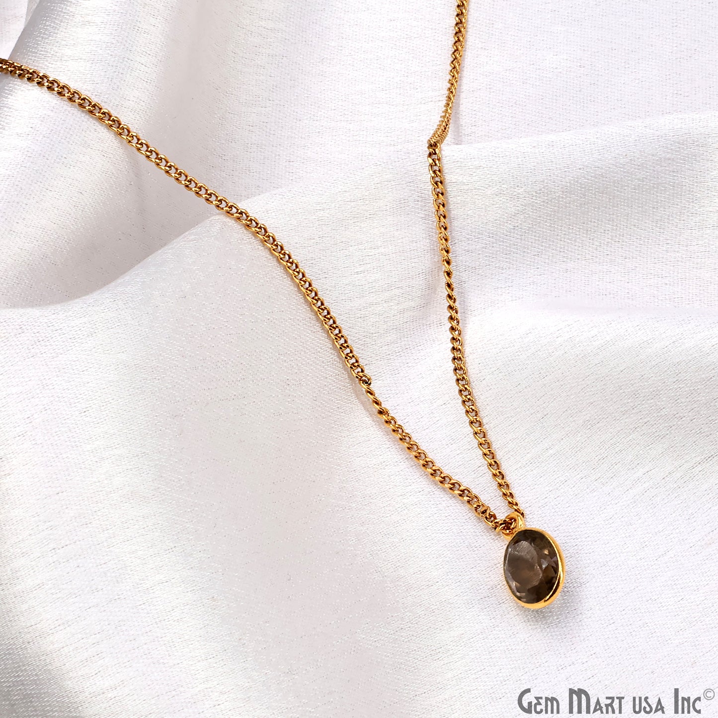 Oval 7x9mm Brilliant Cut Gold Plated Bezel Single Bail Connector