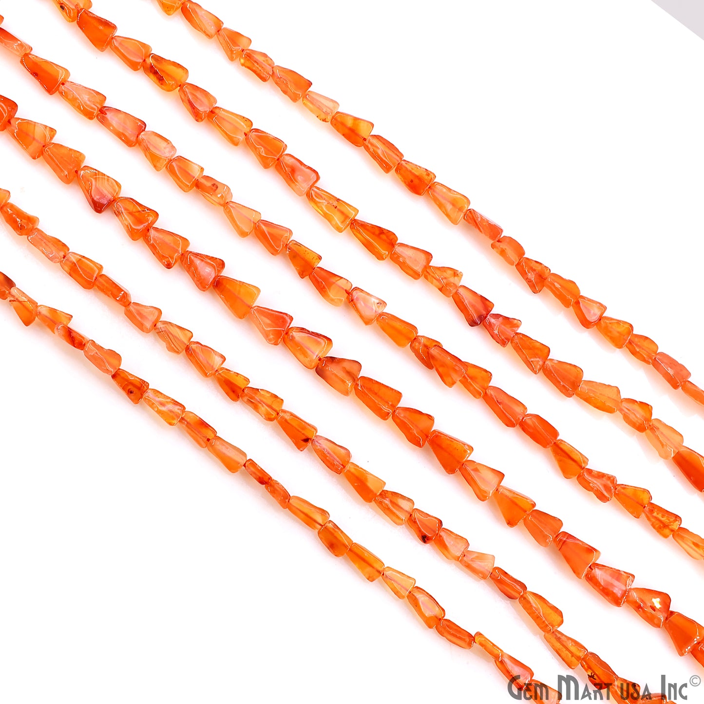 Carnelian Smooth Triangle Drilled Beads 4-7mm Waist Beads, Rondelle Bead Strand 14 Inch