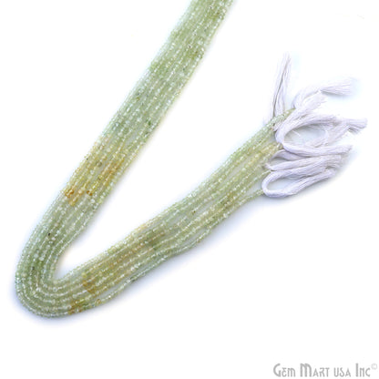 Prehnite Rondelle Beads, 13 Inch Gemstone Strands, Drilled Strung Nugget Beads, Faceted Round, 3-4mm