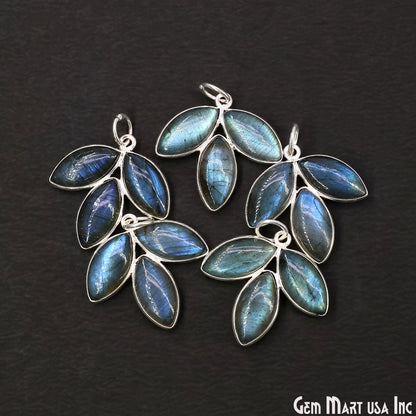 Labradorite Flower 25x23mm Single Bail Chandelier Finding Component