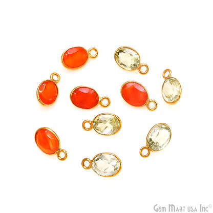 Oval 6x8mm Brilliant Cut Gold Plated Bezel Single Bail Connector