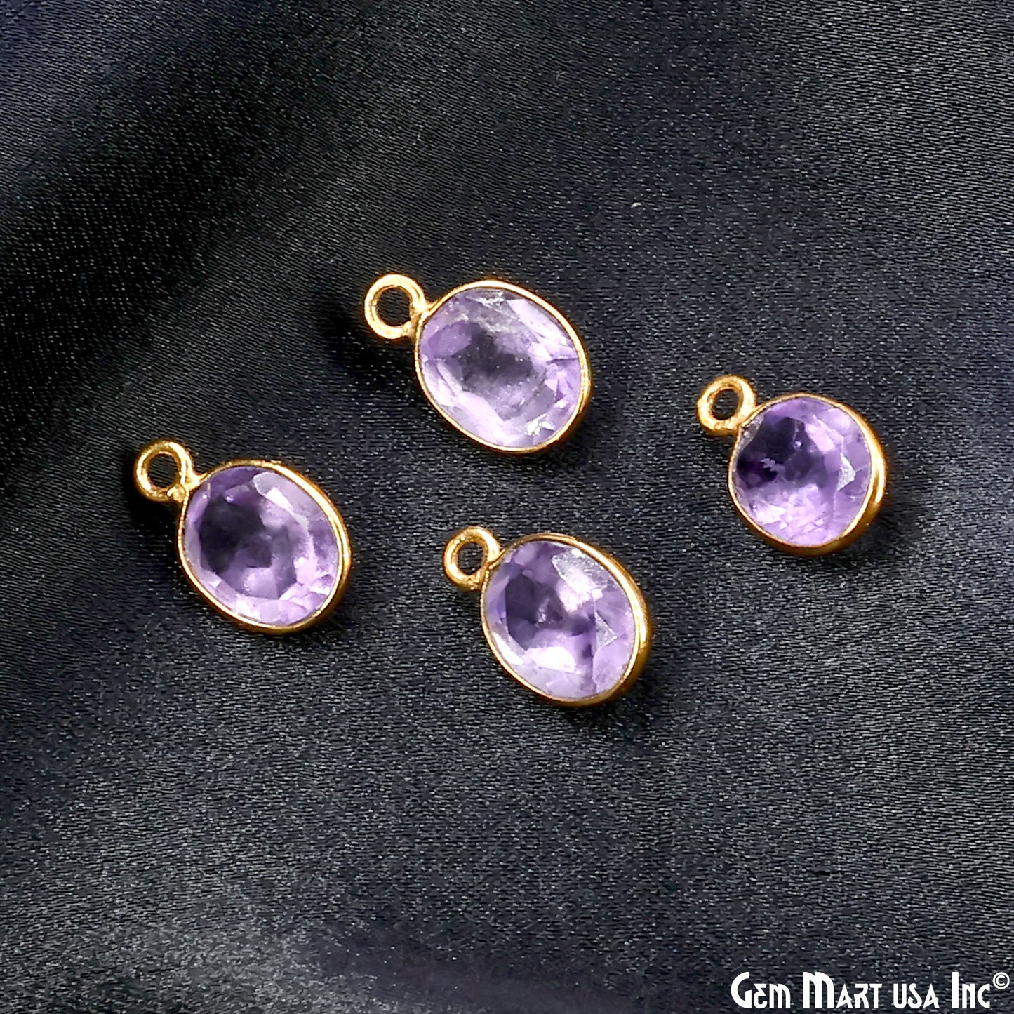 Oval 7x9mm Brilliant Cut Gold Plated Bezel Single Bail Connector